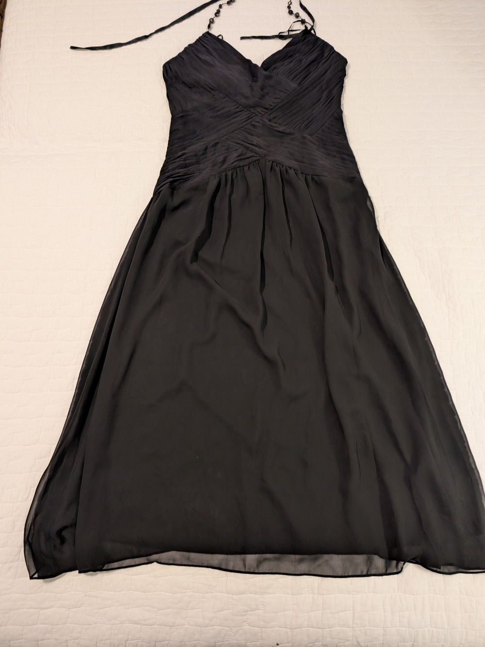 Sangria Black Halter Chiffon Evening Dress, Size 12
